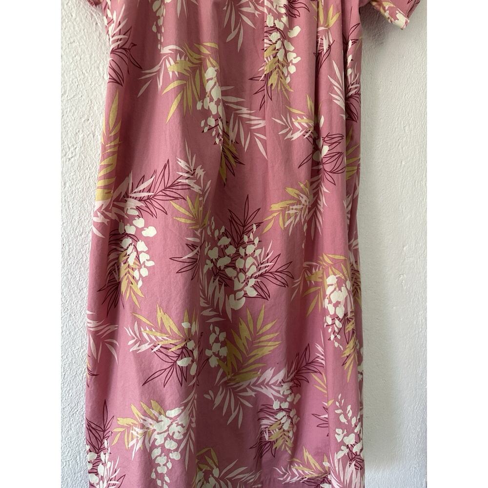 Hilo Hattie's Hawaiian Midi Dress Size Lg Cotton Pink Muu Muu Caftan Vacation - Picture 6 of 12